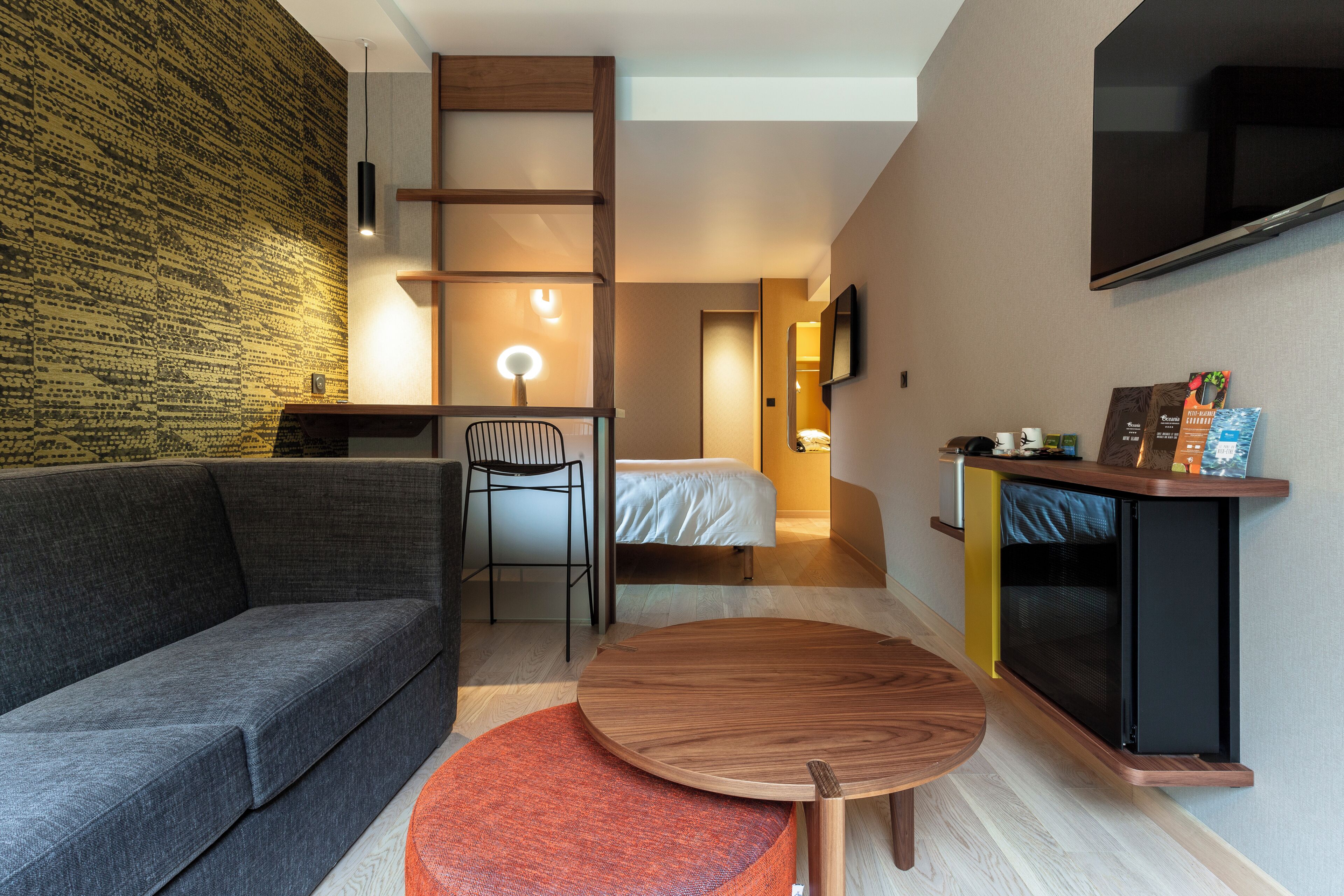 executive double room, 1 queen bed with sofa bed | living area | lcd tv