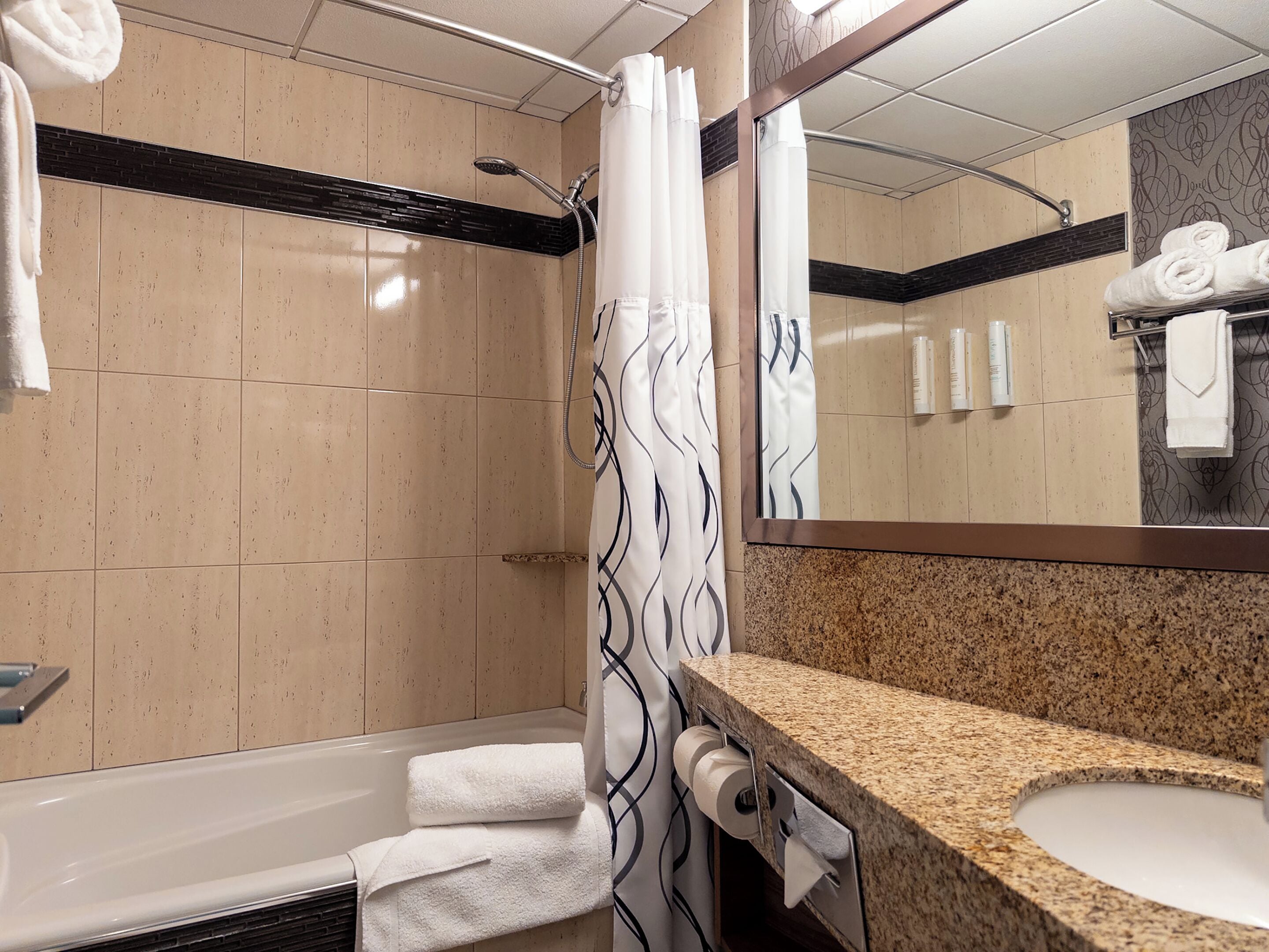 premium room, 2 queen beds (breakfast for up to 2 adults) | bathroom | shower, rainfall showerhead, eco-friendly toiletries, hair dryer