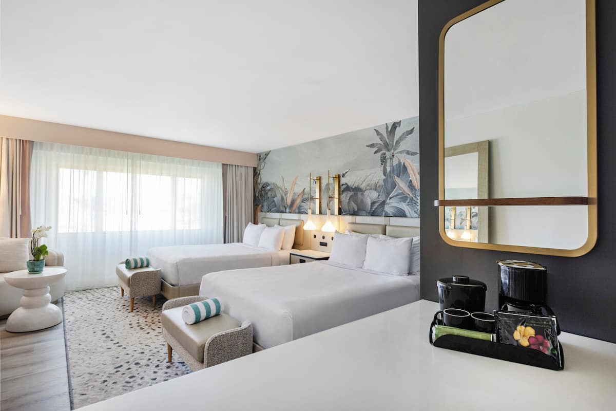 room, garden view, tower (makai tower, newly renovated) | desk, laptop workspace, blackout curtains, iron/ironing board