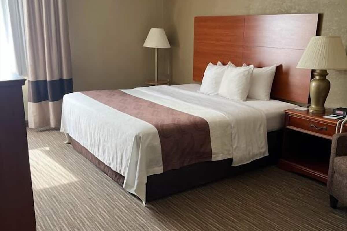 Chambre, 1 très grand lit, accessible aux personnes à mobilité réduite, non-fumeur | Coffre-fort, bureau, espace de travail pour ordinateurs portables