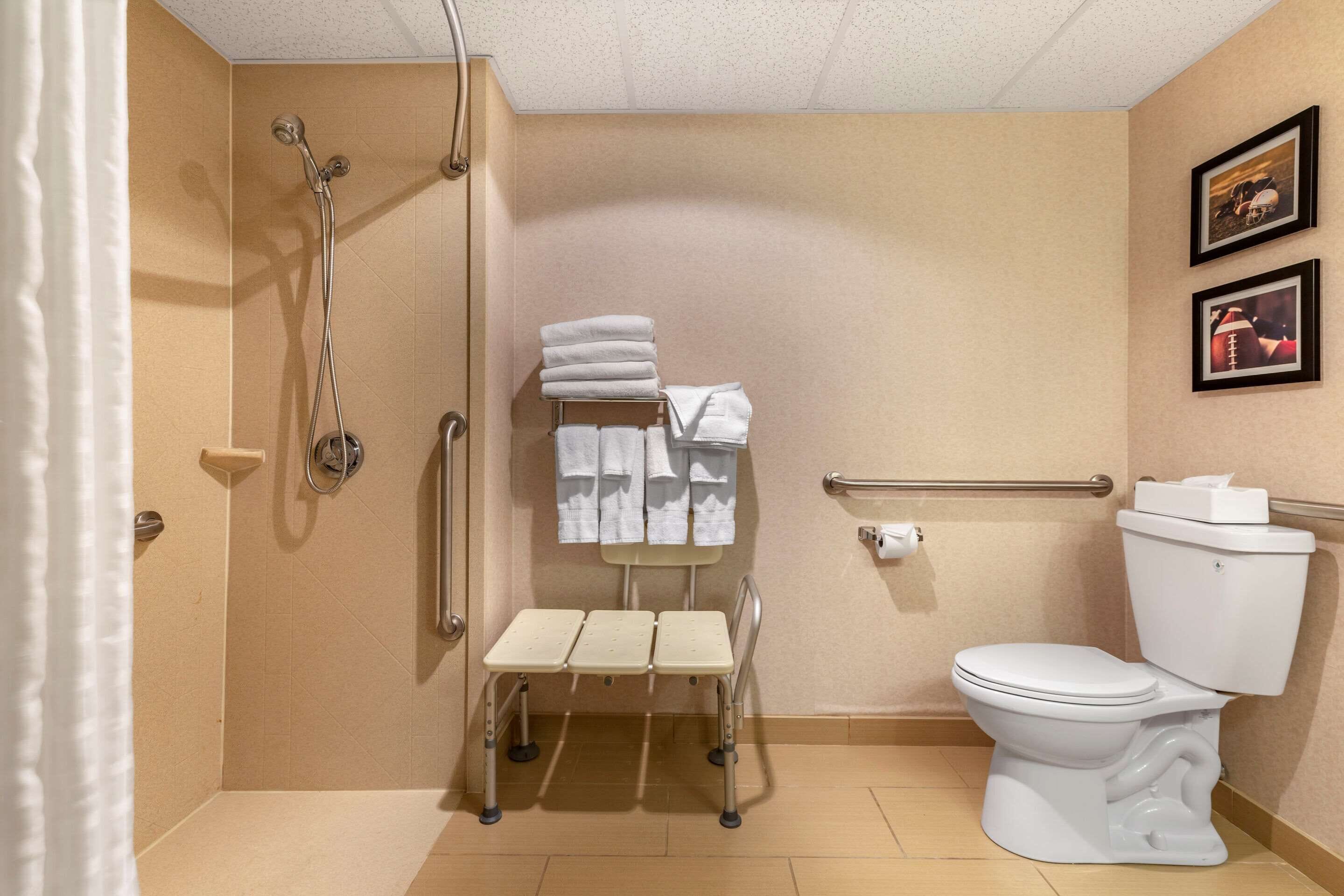 room, 2 double beds, accessible, non smoking | bathroom | combined shower/bathtub, free toiletries, hair dryer, towels