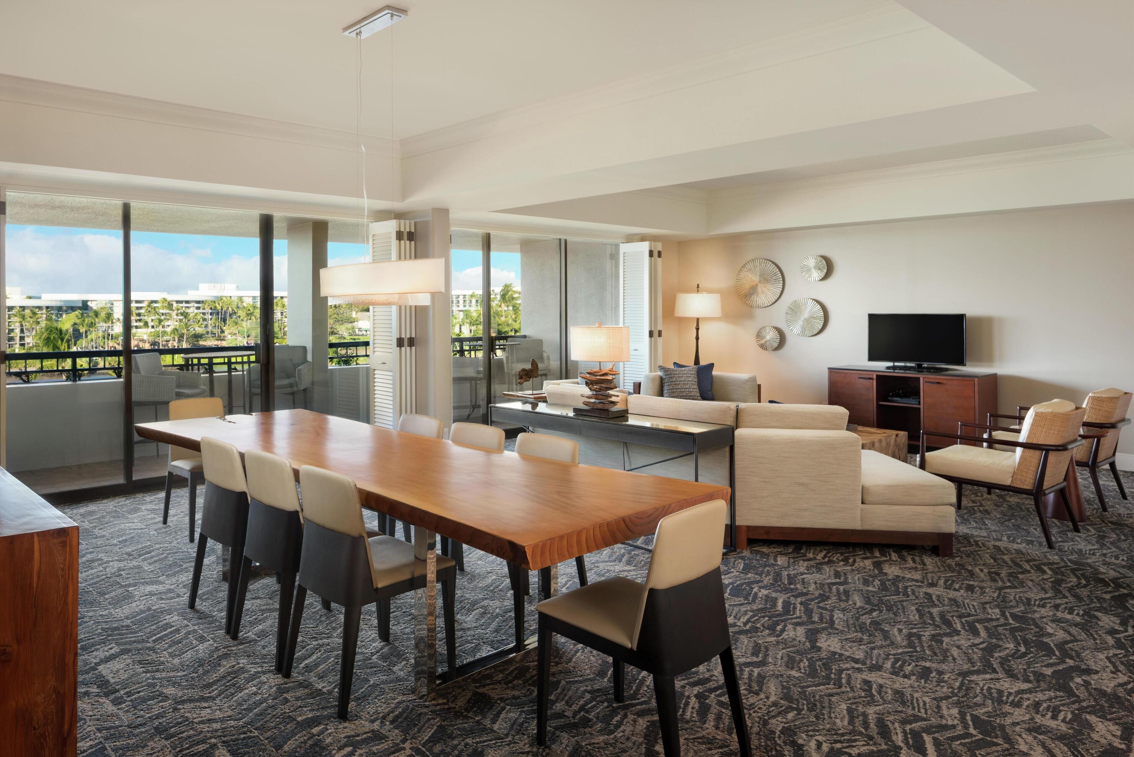 Presidential Suite, 1 Bedroom, Ocean View (Makai) | Living area | Flat-screen TV, DVD player, pay movies, MP3 dock