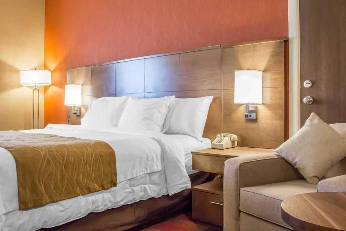 Down comforters, in-room safe, desk, blackout drapes