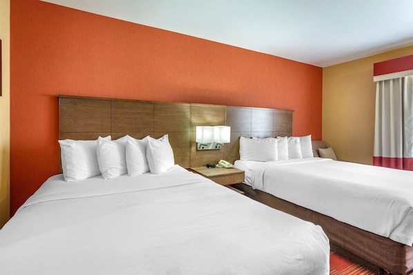 Suite 2 Queen Beds, Sitting Area, Sofa, Wet Bar, Balcony, Non-Smoking | Down duvets, in-room safe, desk, blackout curtains