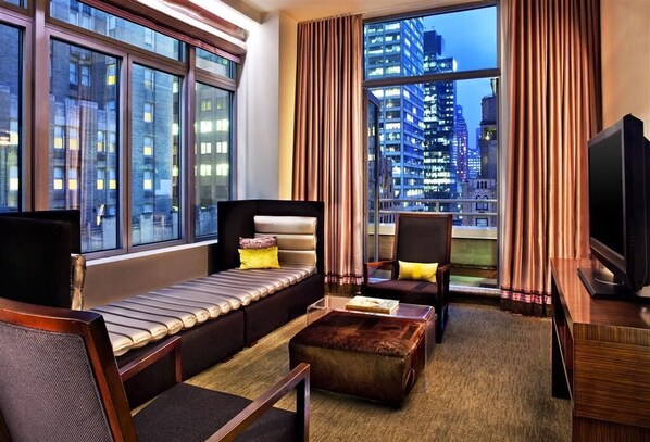 40-inch flat-screen TV with cable channels, TV