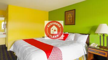 Desk, free WiFi, bed sheets