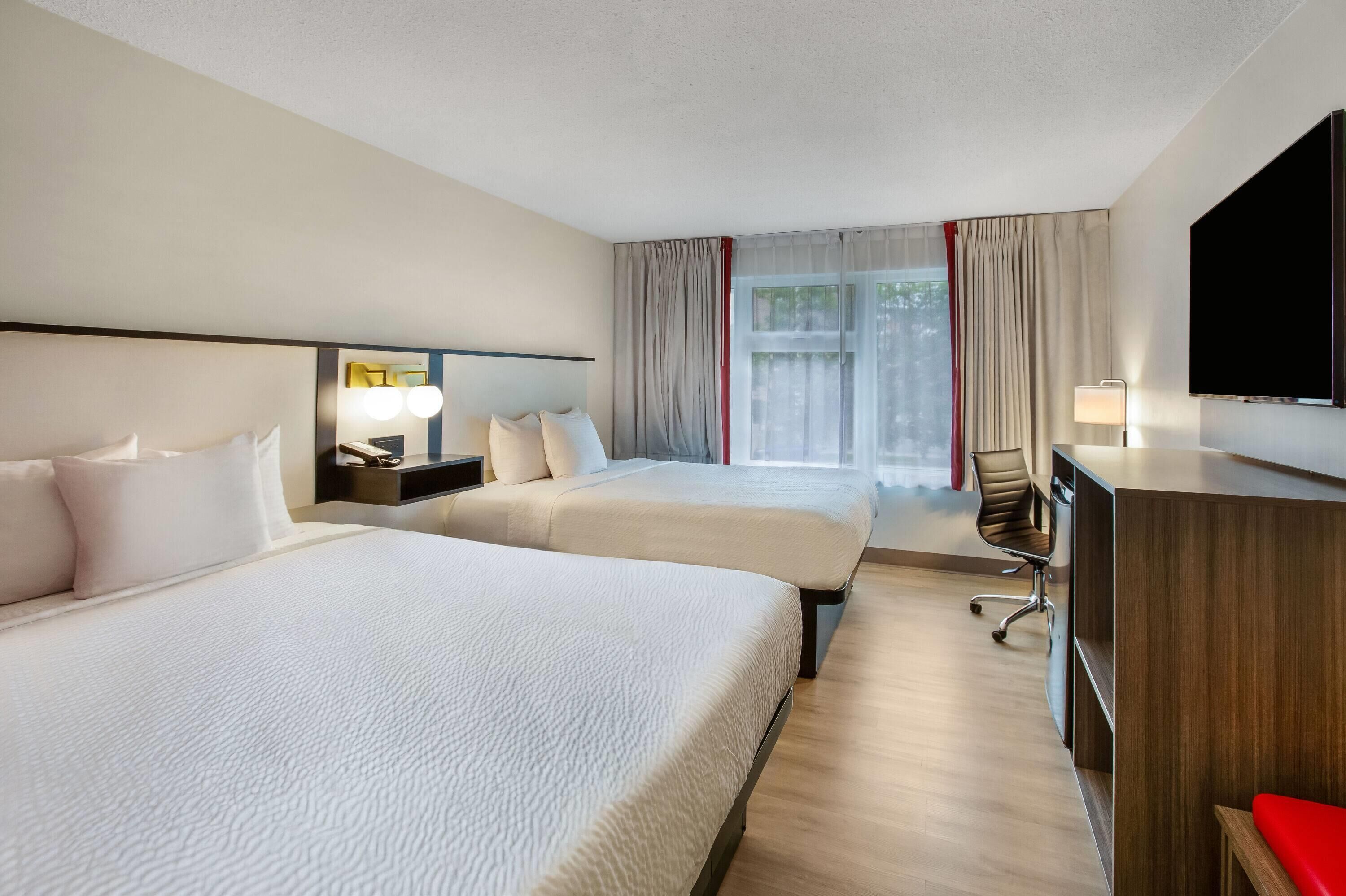 Room, 2 Queen Beds, Non Smoking (Second floor) | Desk, laptop workspace, soundproofing, iron/ironing board