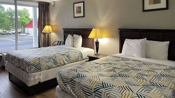 Desk, laptop workspace, free WiFi, bed sheets