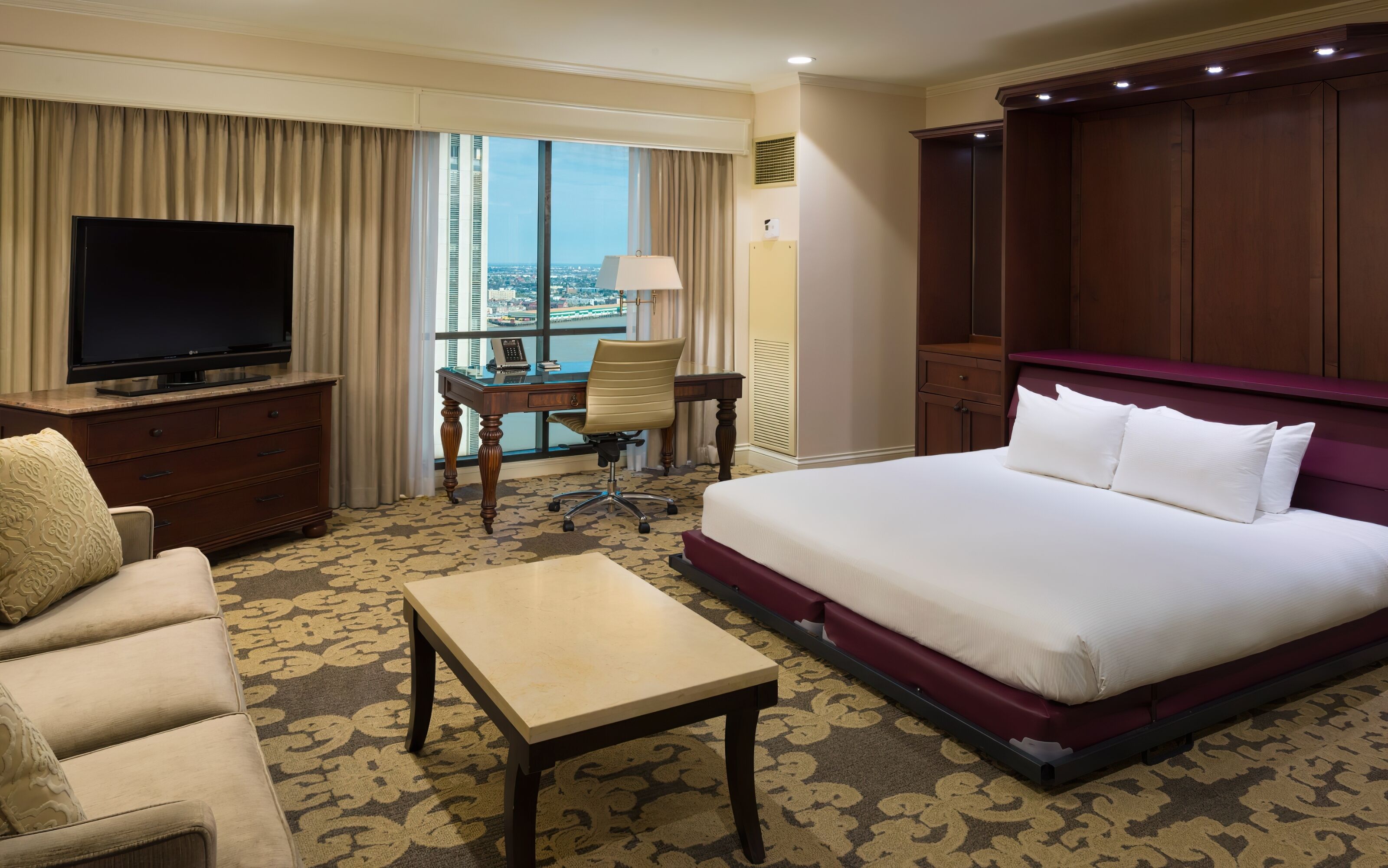 Premium bedding, down comforters, pillowtop beds, in-room safe