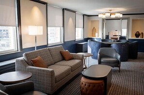 Presidential Suite, 1 King Bed | Living area | 50-inch flat-screen TV with cable channels, TV