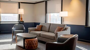 Presidential Suite, 1 King Bed | Living area | 50-inch flat-screen TV with cable channels, TV