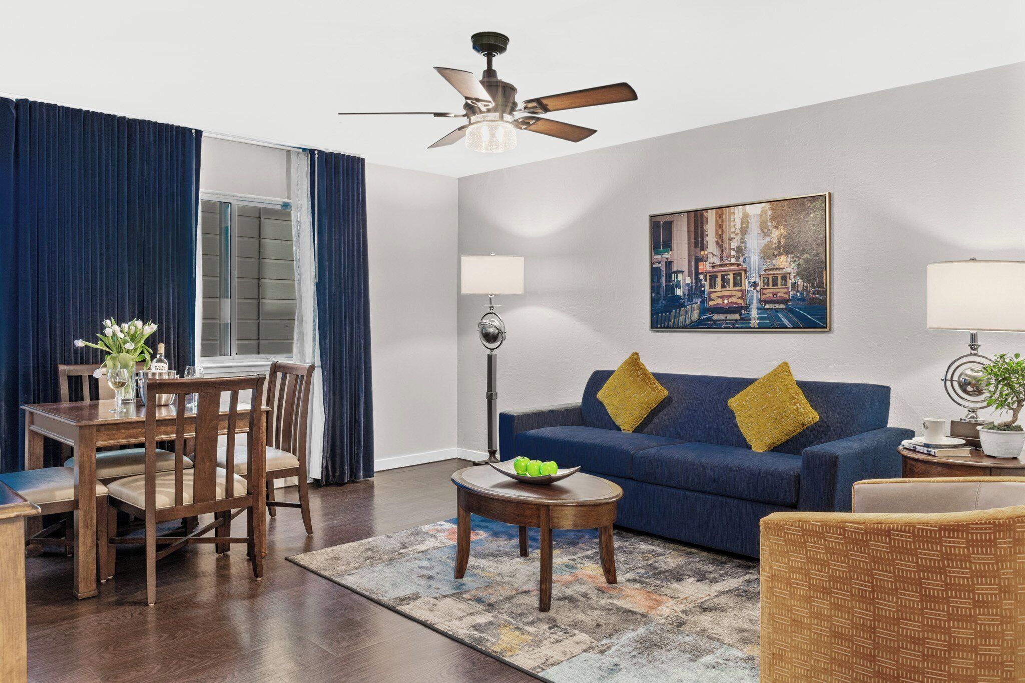 deluxe apartment, 1 bedroom, non smoking | living area | 25-inch flat-screen tv with cable channels, tv, dvd player