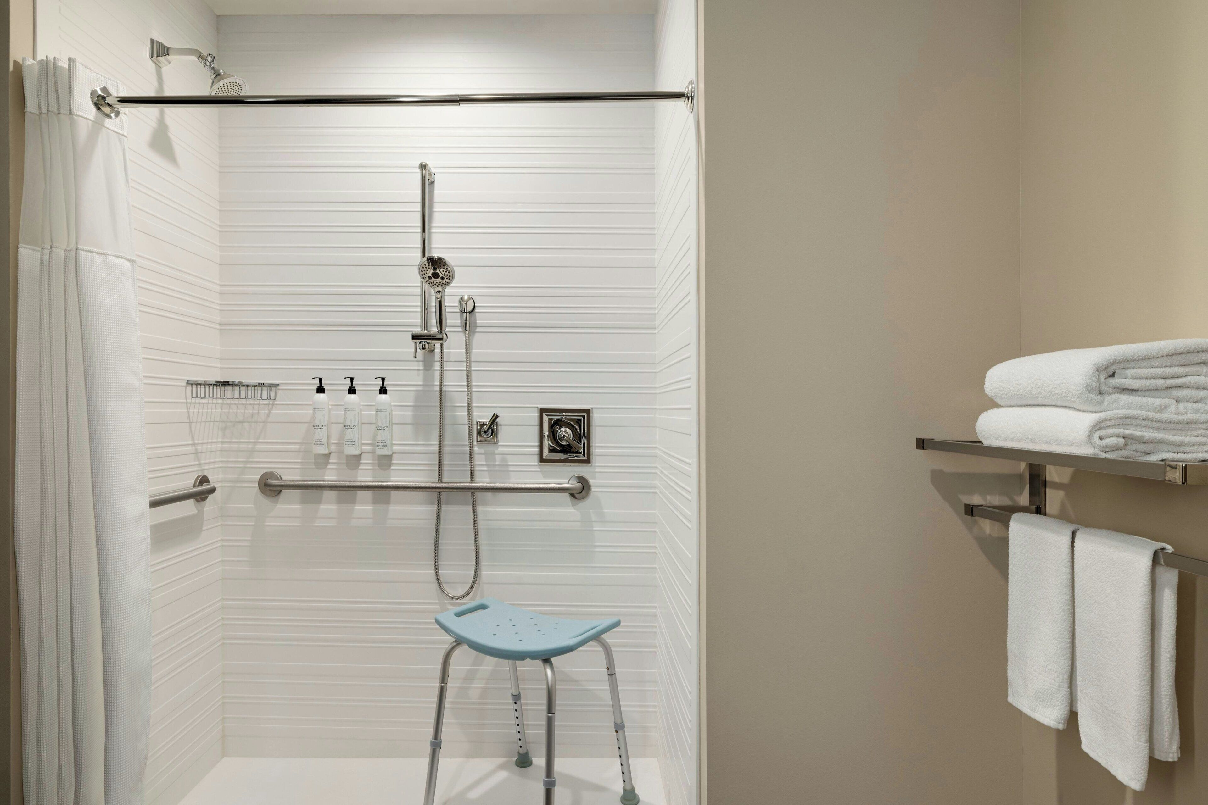 free toiletries, hair dryer, towels