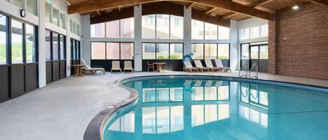 Indoor pool, open 7:00 AM to 10:00 PM, sun loungers