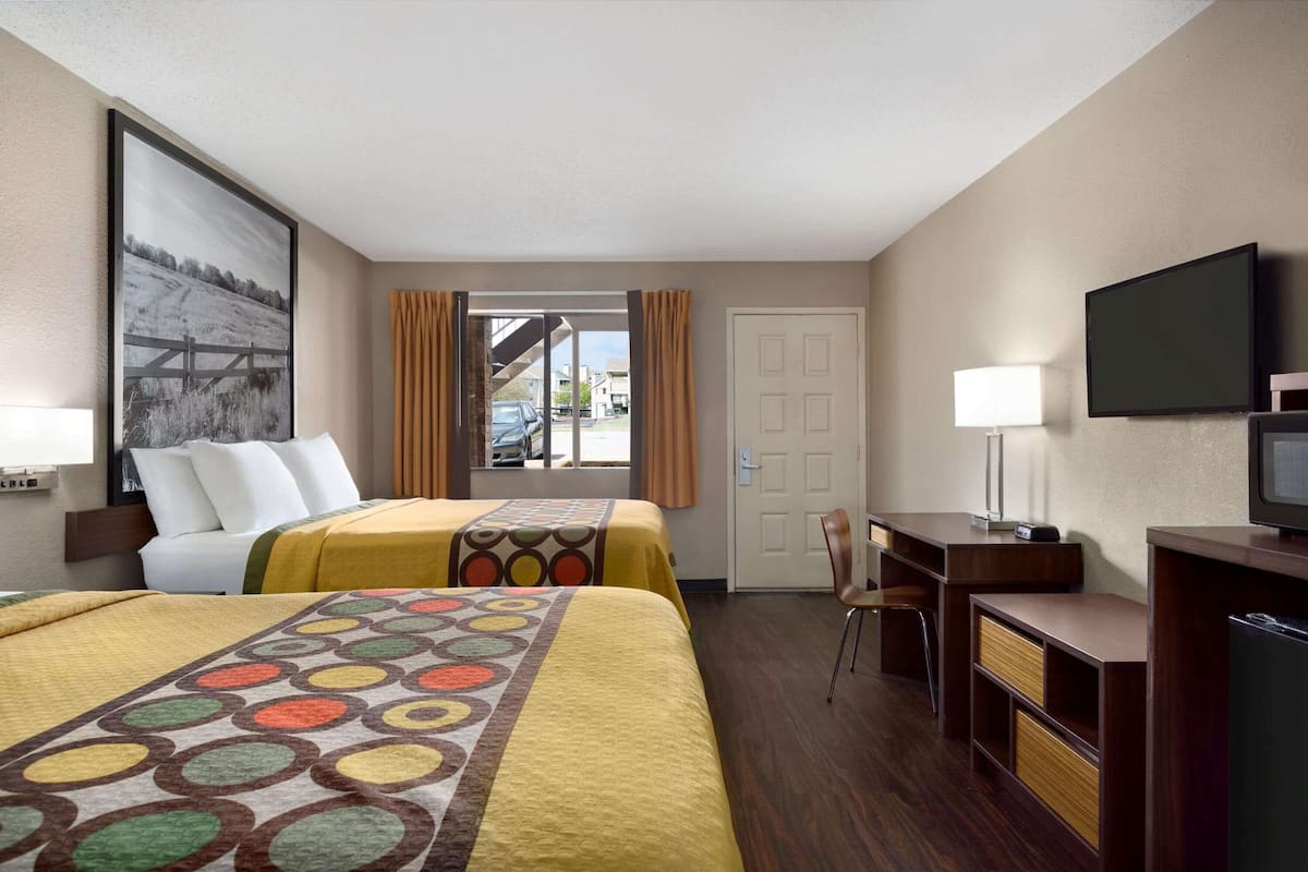 Room, 2 Queen Beds, Accessible, Non Smoking (Mobility, Bathtub w/Grab Bars) | Desk, iron/ironing board, free cots/infant beds, free WiFi