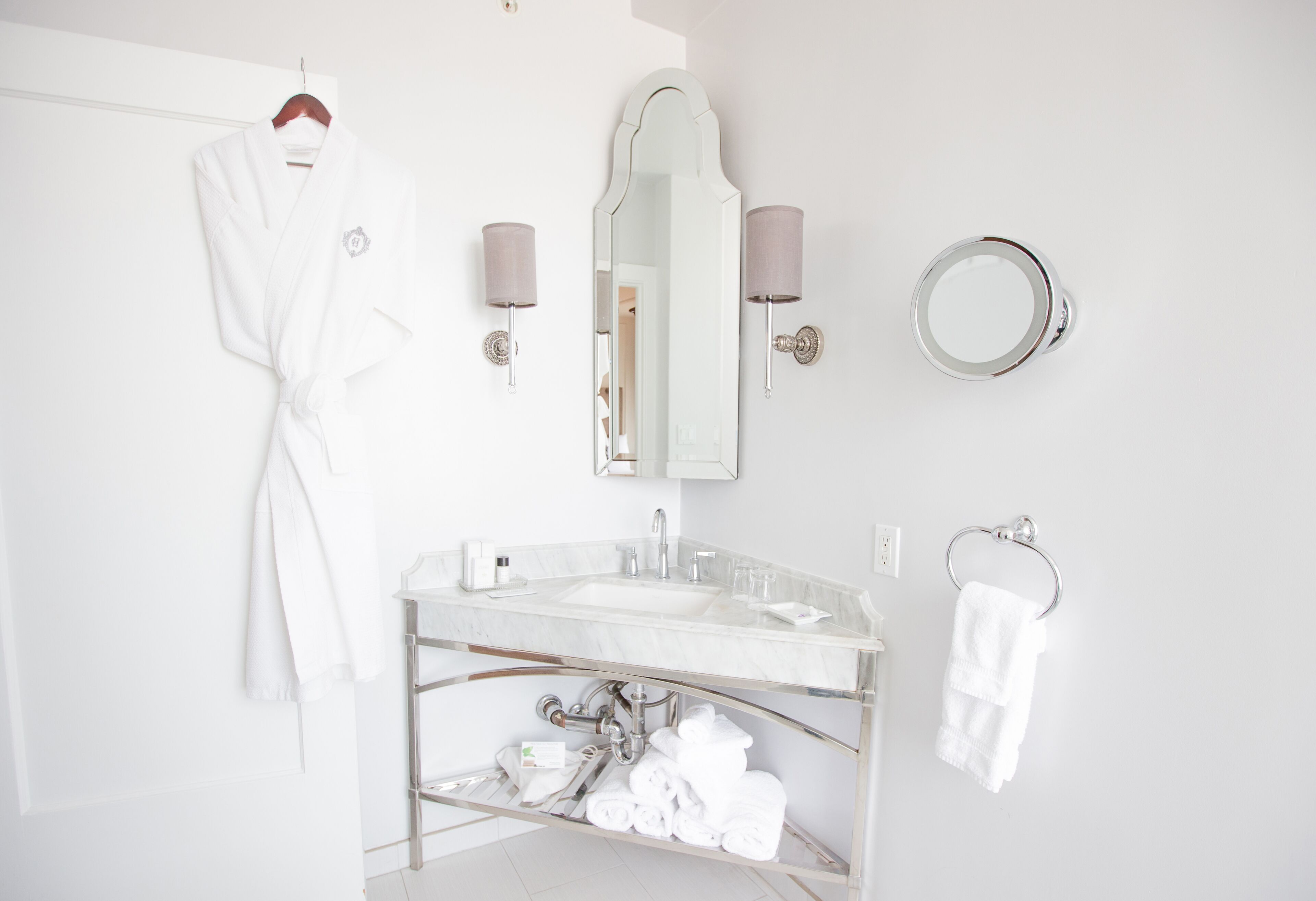 combined shower/bathtub, rainfall showerhead, designer toiletries