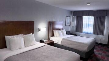 Standard Room, 2 Queen Beds, Non Smoking | Desk, iron/ironing board, free WiFi, bed sheets