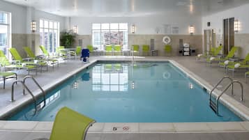 Indoor pool, open 7:00 AM to 9:00 PM, sun loungers