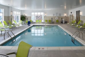 Indoor pool, open 7:00 AM to 9:00 PM, pool loungers