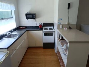 Fridge, microwave, coffee/tea maker, electric kettle