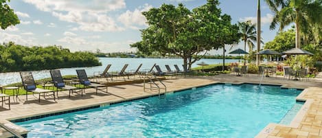 2 utomhuspooler, parasoller och solstolar