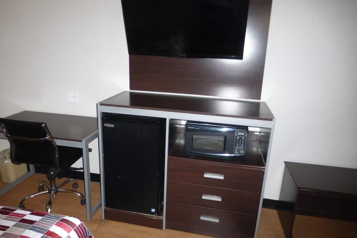 desk, blackout curtains, free wifi, bed sheets