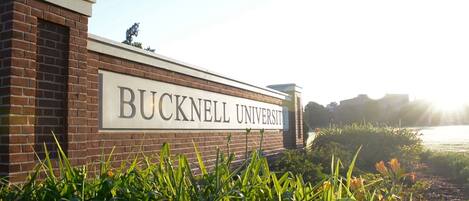 Un muro de ladrillo con el letrero con la inscripción 'BUCKNELL UNIVERSITY'.