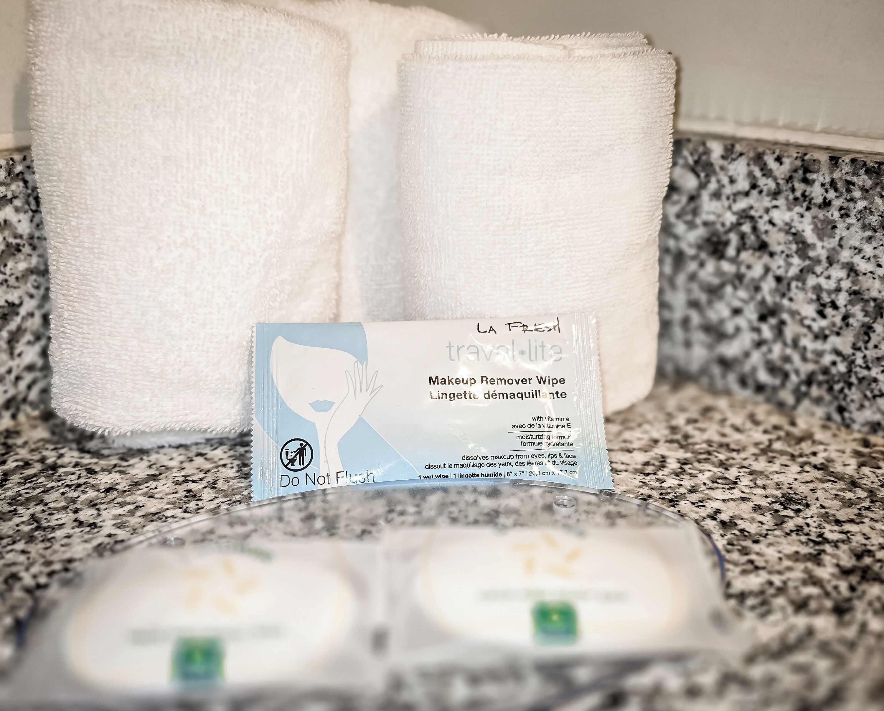 combined shower/bathtub, free toiletries, hair dryer, towels