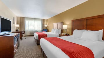 Premium bedding, pillow-top beds, desk, iron/ironing board