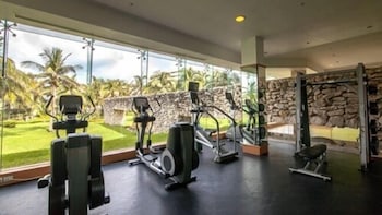 Villa Premier PlungePool King OceanFront | Minibar (free items), in-room safe, desk, laptop workspace at Grand Park Royal Cancun - All Inclusive
