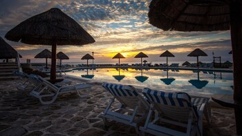 2 outdoor pools, pool umbrellas, sun loungers at Grand Park Royal Cancun -  All Inclusive