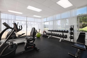 A gym with cardio equipment, weightlifting stations, and a large window with natural light. - Wyndham Garden Manassas (Manassas)