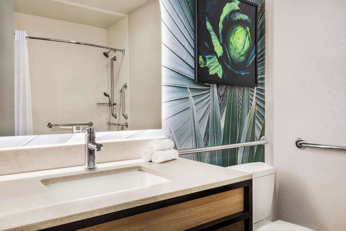 free toiletries, hair dryer, towels