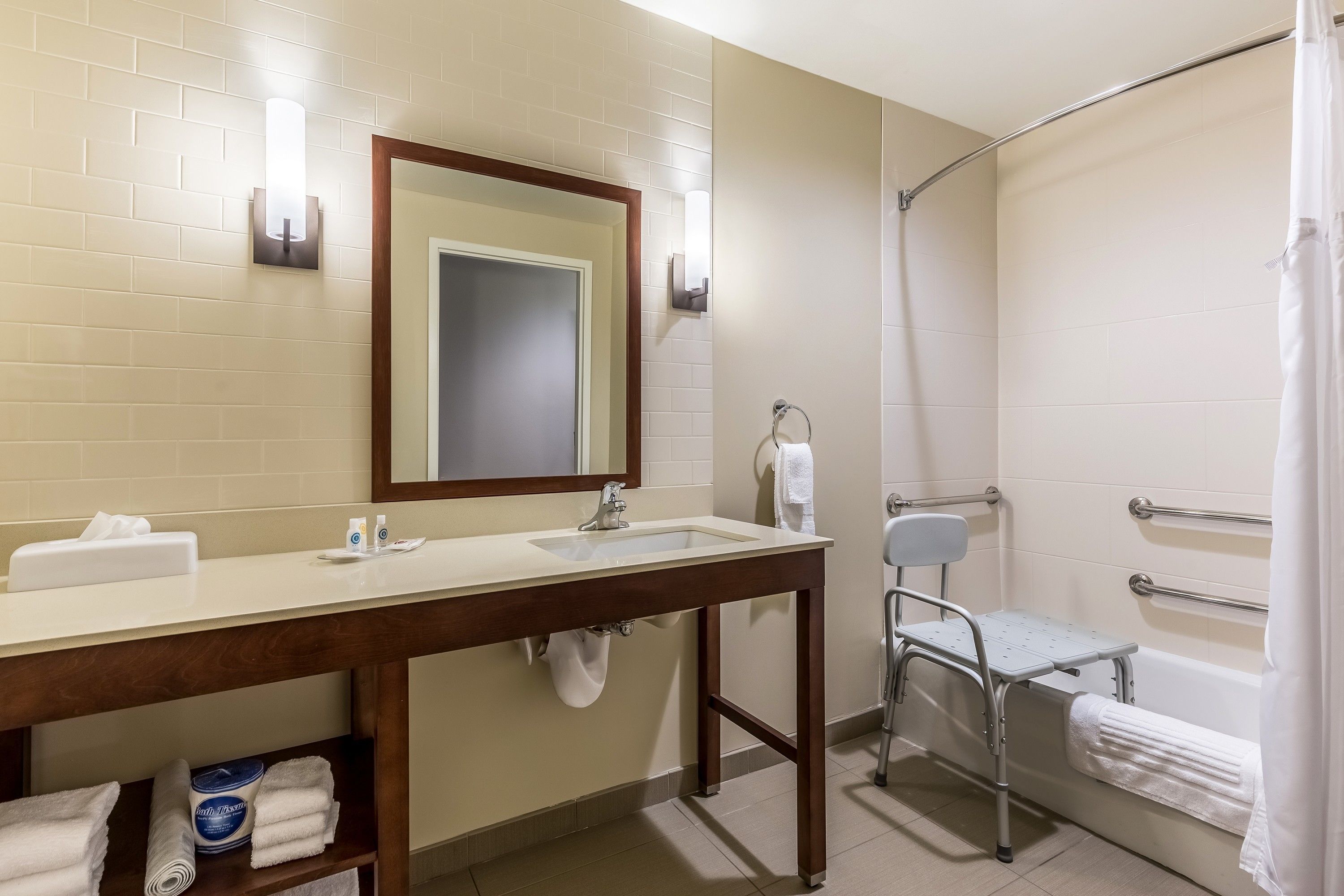 free toiletries, hair dryer, towels