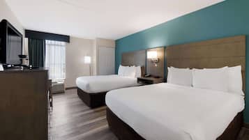 Standard Room, 2 Queen Beds, Non Smoking, Refrigerator & Microwave | In-room safe, desk, laptop workspace, blackout curtains