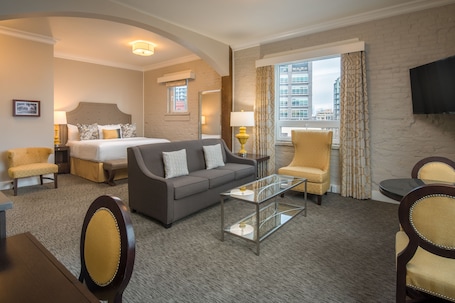 Premier Corner King | Premium bedding, desk, blackout drapes, iron/ironing board