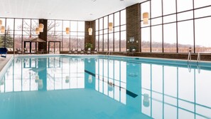 Indoor pool, open 7:00 AM to 11:00 PM, sun loungers