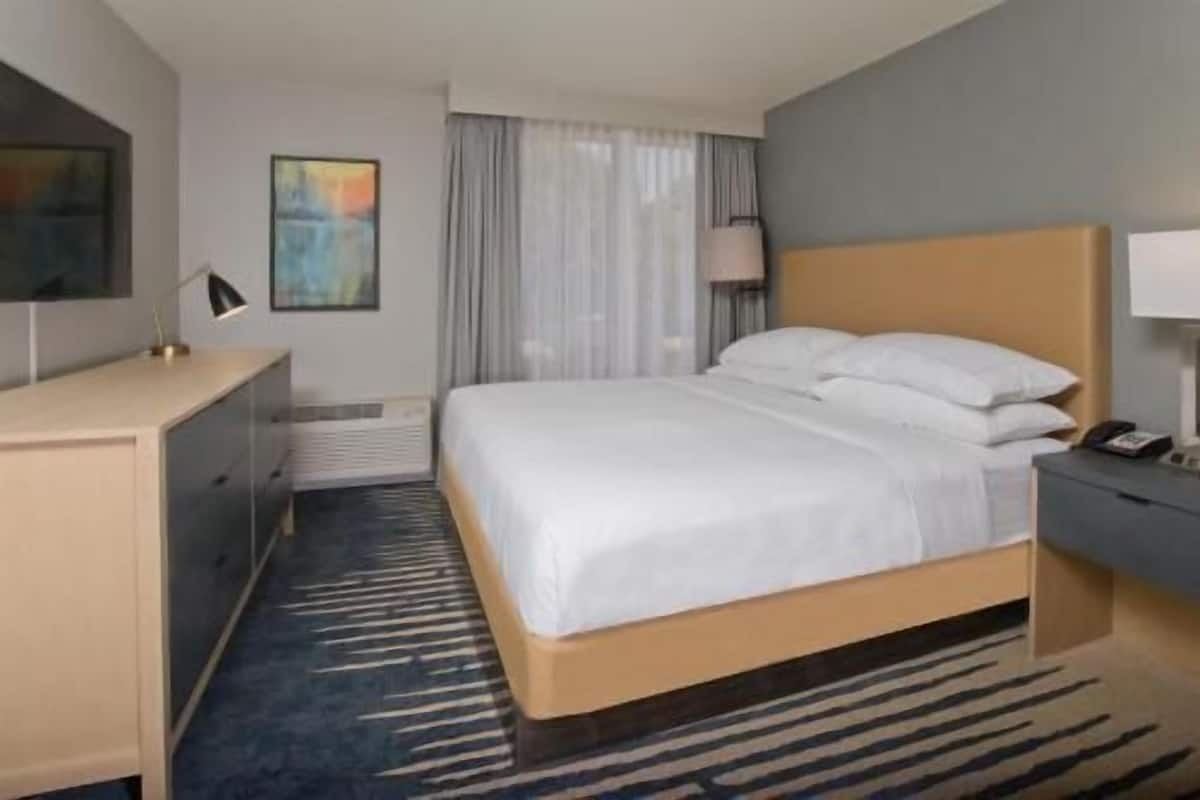 خزنة داخل الغرفة ومكتب وستائر تعتيم ومكواة/لوح كي