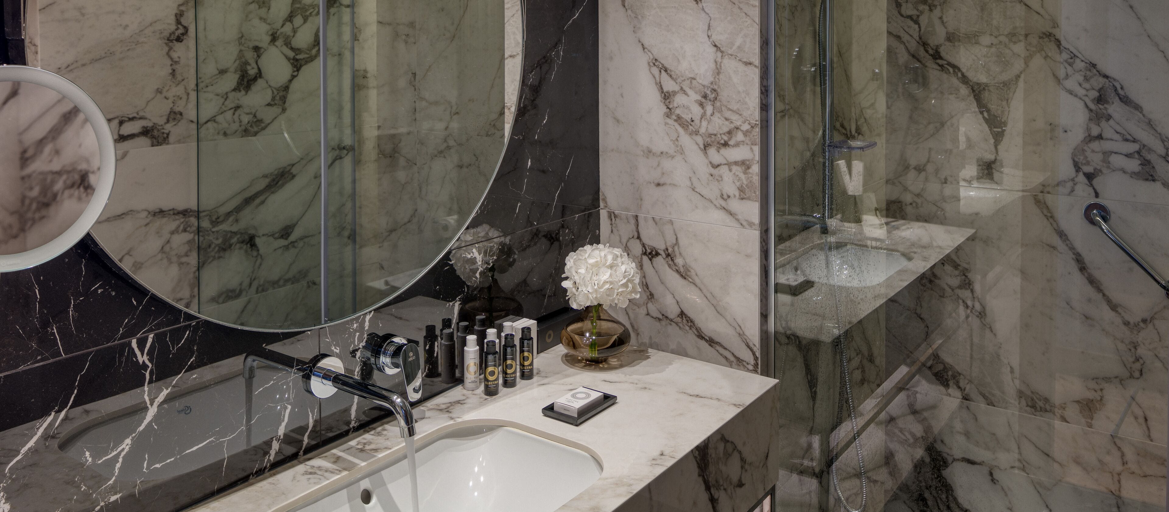 shower, rainfall showerhead, eco-friendly toiletries, hair dryer