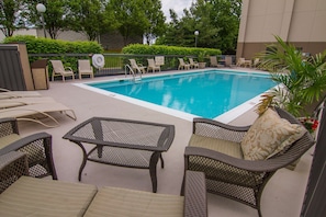 Outdoor pool, sun loungers