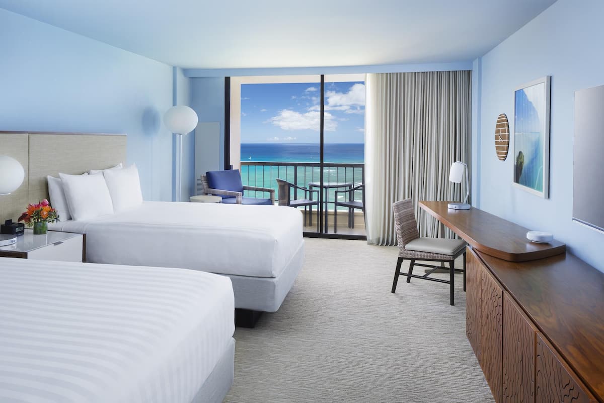 Room, 2 Queen Beds, Oceanfront | Premium bedding, in-room safe, desk, laptop workspace