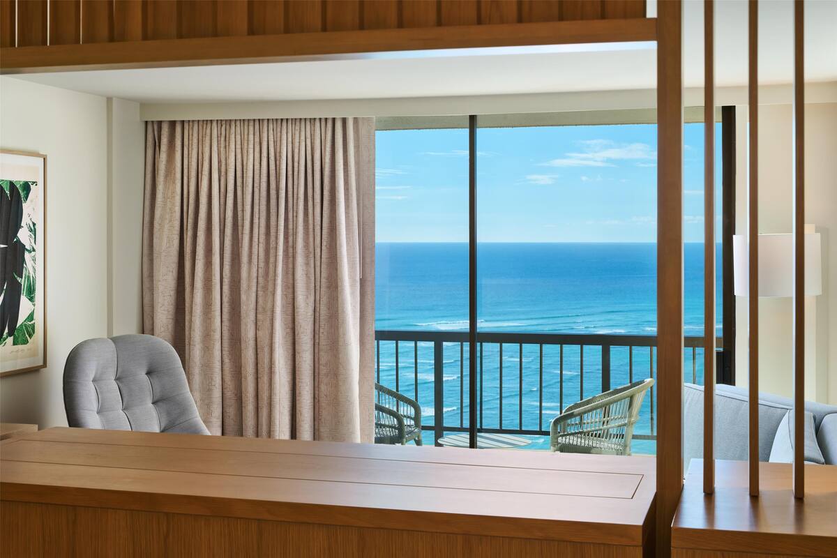 junior suite, 1 king bed with sofa bed, oceanfront | 1 bedroom, premium bedding, in-room safe, desk