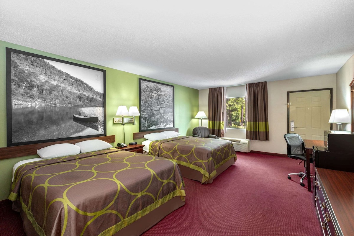 room, 2 queen beds, non smoking | in-room safe, desk, iron/ironing board, free wifi