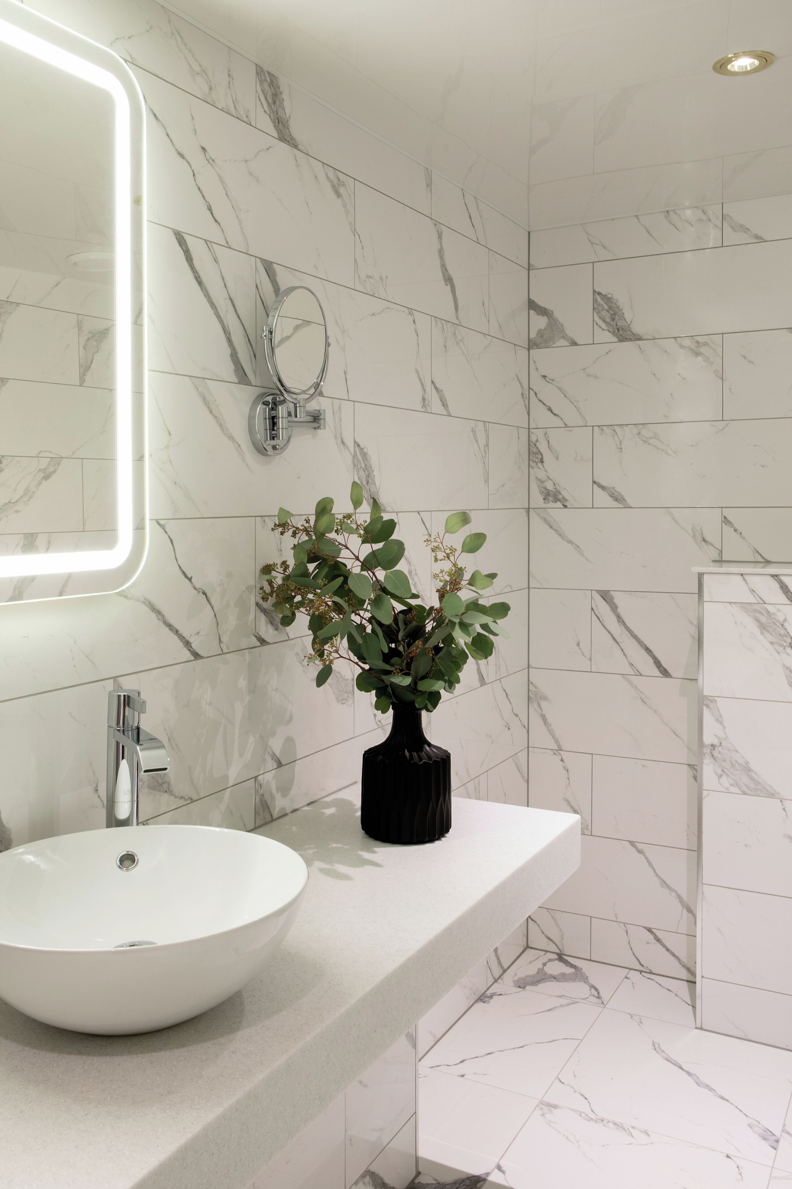 shower, rainfall showerhead, designer toiletries, hair dryer