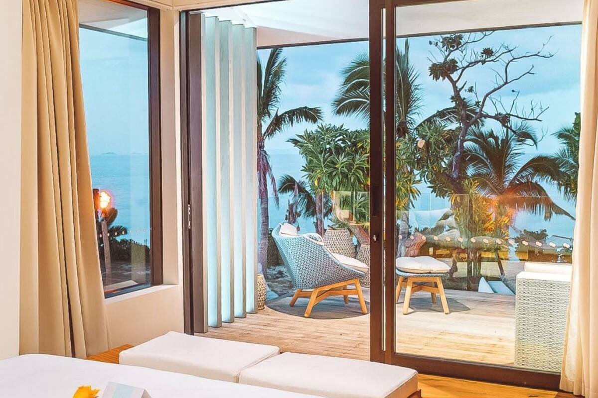 luxury villa, 3 bedrooms, beach view, beachfront | premium bedding, free minibar items, in-room safe, desk
