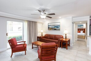 Deluxe Villa, 2 Bedrooms | Living area | Flat-screen TV, DVD player, pay films