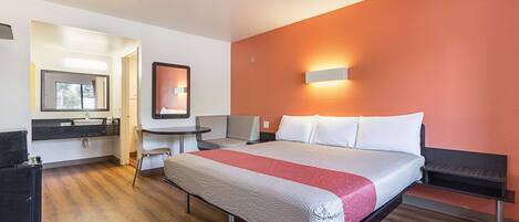 Desk, blackout drapes, free WiFi, bed sheets