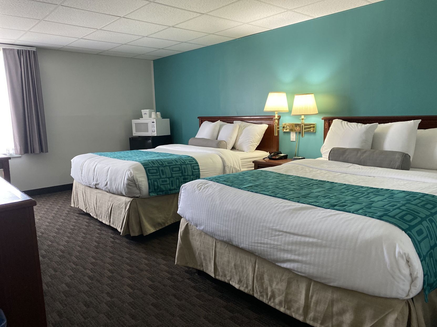 Desk, blackout curtains, iron/ironing board, free WiFi