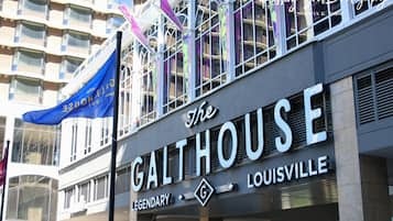 The Galthouse in Louisville, featuring a prominent sign with the name and location.