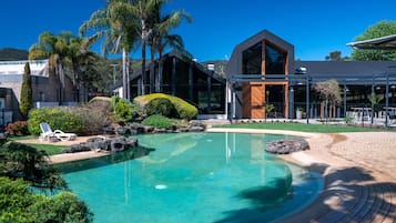 Outdoor pool, pool loungers